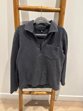 Club Monaco Charcoal Gray Half-Zip Sherpa Pullover